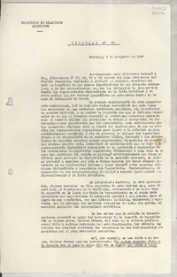 Circular N° 71, 1947 nov. 7, Santiago, [Chile] [a los] Señores Jefes de Misión y Cónsules de Chile