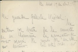[Carta] 1947 abr. 19, Buenos Aires, [Argentina] [a] Gabriela Mistral