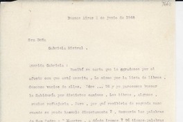[Carta] 1948 jun. 2, Buenos Aires, [Argentina] [a] Gabriela Mistral