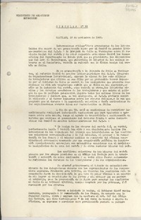 Circular N° 73, 1947 nov. 18, Santiago, [Chile] [a los] Señores Jefes de Misión y Cónsules de Chile