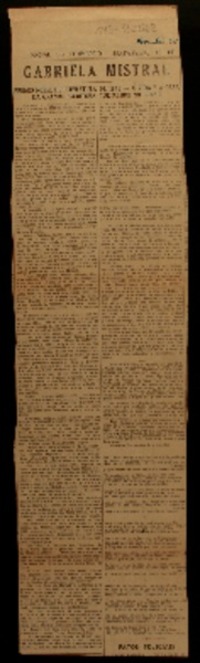 Gabriela Mistral Premio Nobel de Literatura 1945 : a vida e a obra da grande escritora que reside no brasil.
