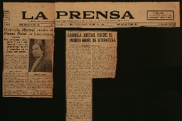 Gabriela Mistral recibe el Premio Nóbel de Literatura está considerada como una de las más grandes figuras de la poesía hispanoamericana. Su obra se caracteriza por un gran valor humano.