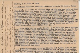 [Carta] 1949 ene. 9, México [a] Gabriela [Mistral]