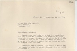 [Carta] 1949 nov. 11, México D. F. [a] Gabriela Mistral, Veracruz