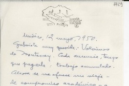 [Carta] 1950 mayo 12, México [a] Gabriela Mistral