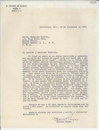 [Carta] 1953 dic. 19, Cuernavaca, Morelia [a] Gabriela Mistral, Roslyn Harbor, L. I., N. Y., EE.UU.