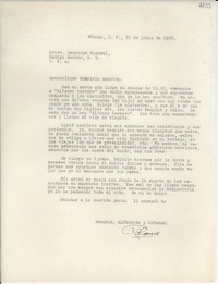 [Carta] 1954 jul. 21, México D. F. [a] Gabriela Mistral, Roslyn Harbor, N. Y., U.S.A.