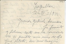 [Carta] 1942 mar. 12, Zapallar [Chile] [a] Gabriela Mistral
