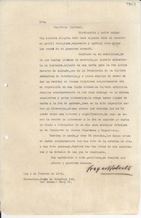 [Carta] 1944 feb. 6, Praia de Botafogo, [Brasil] [a] Gabriela Mistral