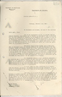 Circular Aérea N° 13, 1948 feb. 13, Santiago, [Chile] [a] Los Señores Jefes de Misión y Cónsules de Chile