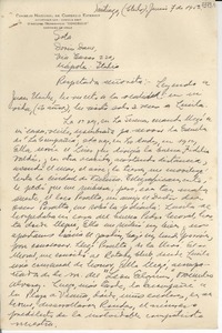 [Carta] 1952 jun. 7, Santiago, Chile [a] Doris Dana, Nápoles, Italia