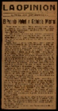 El Premio Nobel a Gabriela Mistral