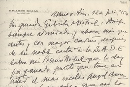 [Carta] 1954 jul. 12, Buenos Aires, [Argentina] [a] Gabriela Mistral