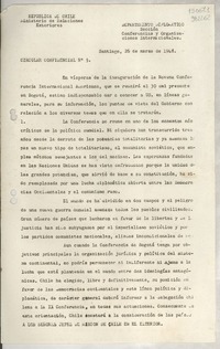 Circular Confidencial N° 5, 1948 mar. 26, Santiago [a] los Señores Jefes de Misión de Chile en el exterior