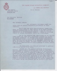 [Carta] [1950] feb. 15, Quillota, [Chile] [a] Gabriela Mistral, La Habana, [Cuba]