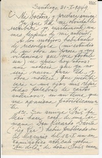 [Carta] 1949 ene. 21, Santiago [a] Gabriela Mistral