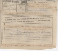 [Telegrama] 1945 nov. 19, Buenos Aires [a] Gabriela Mistral, Petrópolis