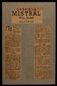 Gabriela Mistral Prix Nobel