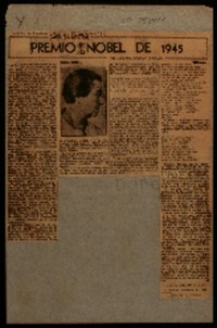 Premio Nobel de 1945 Gabriela Mistral