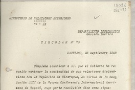 Circular N° 73, 1948 sept. 23, Santiago