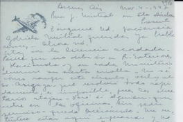 [Carta] 1947 nov. 4, Buenos Aires, [Argentina] [a] G[abriela] Mistral, Santa Bárbara, [EE.UU.]