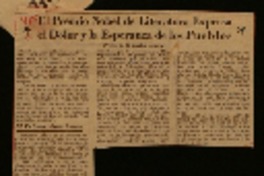 El Premio Nobel de Literatura expresa el dolor y la esperanza de los pueblos Gabriela Mistral es la sexta mujer que conquista el cetro por haber interpretado el alma humana en un lenguaje universal.
