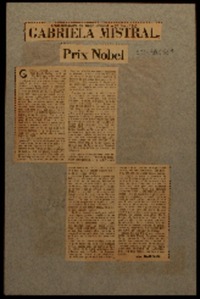 Gabriela Mistral Prix Nobel