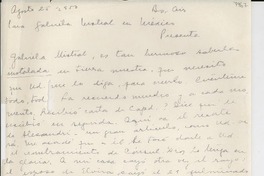 [Carta] 1950 ago. 25, Buenos Aires, [Argentina] [a] Gabriela Mistral, México