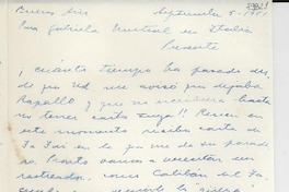[Carta] 1951 sept. 5, Buenos Aires [a] Gabriela Mistral, Italia