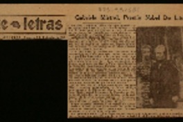 Gabriela Mistral, Premio Nobel de Literatura