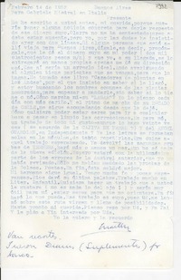 [Carta] 1952 feb. 14, Buenos Aires [a] Gabriela Mistral, Italia