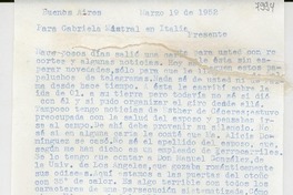 [Carta] 1952 mar. 19, Buenos Aires [a] Gabriela Mistral, Italia