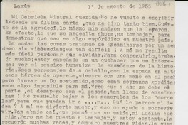 [Carta] 1955 ago. 1, Lanús, [Argentina] [a] Gabriela Mistral