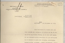 [Memorandum] N° 12050, 1938 dic. 10, Santiago, [Chile] [a la] Señorita Lucila Godoy, Legación de Chile en Cuba, La Habana