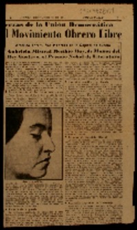 Gabriela Mistral recibió hoy, de manos del rey Gustavo , el Premio Nóbel de Literatura América entera fué honrada en la capital de Suecia.