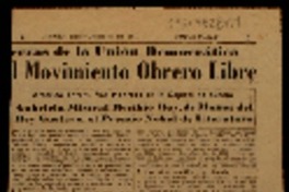 Gabriela Mistral recibió hoy, de manos del rey Gustavo , el Premio Nóbel de Literatura América entera fué honrada en la capital de Suecia.