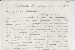 [Carta] 1945 nov. 13, Santa Fe, [Argentina] [a] Gabriela Mistral