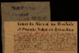 Gabriela Mistral ha recibido el Premio Nóbel en Estocolmo