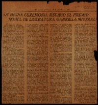 En digna ceremonia recibió el Premio Nóbel de Literatura Gabriela Mistral