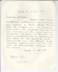 [Carta] 1954 sept. 7, Santa Fe, [Argentina] [a] Gabriela Mistral