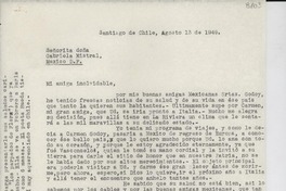 [Carta] 1949 ago. 13, Santiago, Chile [a] Gabriela Mistral, México D.F.