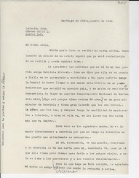 [Carta] 1949 ago., Santiago, Chile [a] Carmen Godoy L., México D.F.