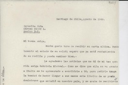 [Carta] 1949 ago., Santiago, Chile [a] Carmen Godoy L., México D.F.