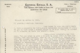 [Carta] 1942 sept. 25, Santiago [a] Gabriela Mistral
