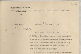 [Memorandum] N° 006823, 1948 jun. 22, Santiago, [Chile] [al] Sr. Cónsul de Chile en Santa Bárbara, EE.UU. de América (Sta. Lucila Godoy Alcayaga)