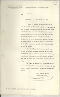 [Memorandum] N° 006959, 1948 jun. 24, Santiago, [Chile] [al] Señor Cónsul de Chile en Santa Bárbara, [EE.UU.]