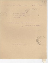 [Telegrama] 1954 sept. 4, Santiago, [Chile] [a] Gabriela Mistral, abordo del Santa María, Coquimbo, [Chile]