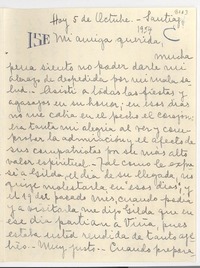 [Carta] 1950 nov. 6, Santiago, Chile [a] [Gabriela Mistral], México D.F.