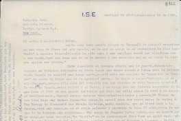 [Carta] 1956 sept. 15, Santiago de Chile [a] Gabriela Mistral, Roslyn Harbor,L. I., New York