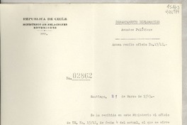[Memorandum] N° 02862, 1949 mar. 21, Santiago, [Chile] [al] Señor Cónsul de Chile, Veracruz, [México]
